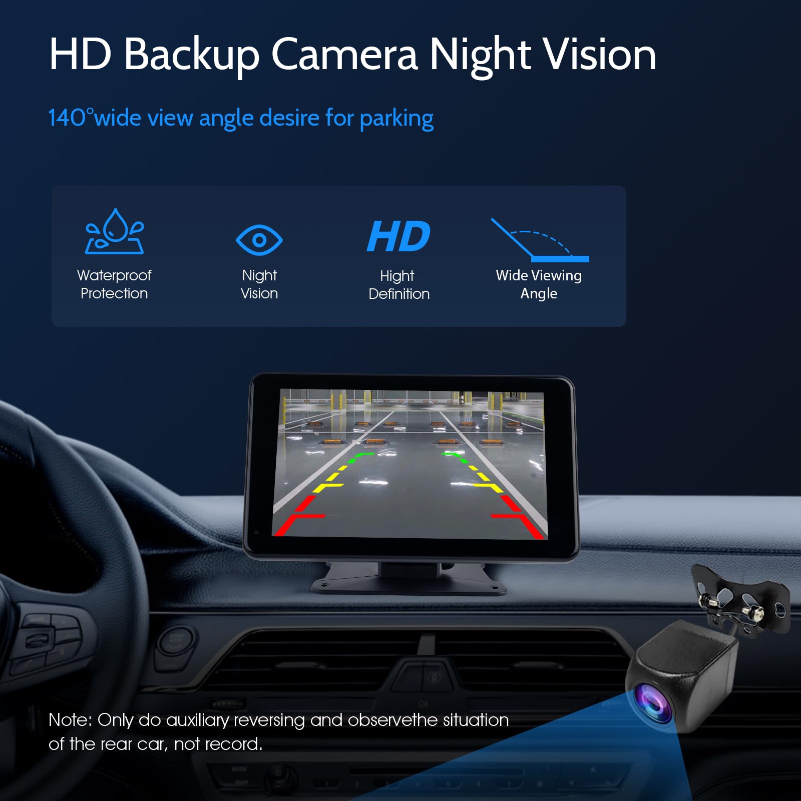 Haudio Car Audio portatile per Apple Carplay wireless e Android Auto, 7 pollici schermo touch portatile wireless con telecamera di backup con Bluetooth WiFi,Controllo vocale,FM,AUX,Mirror Link
