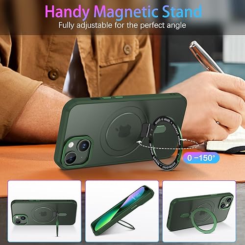 Miniatura 10 de DUEDUE Funda magnética para iPhone 14, iPhone 13 con soporte invisible compatible con Magsafe, funda protectora de cuerpo completo, delgada, a