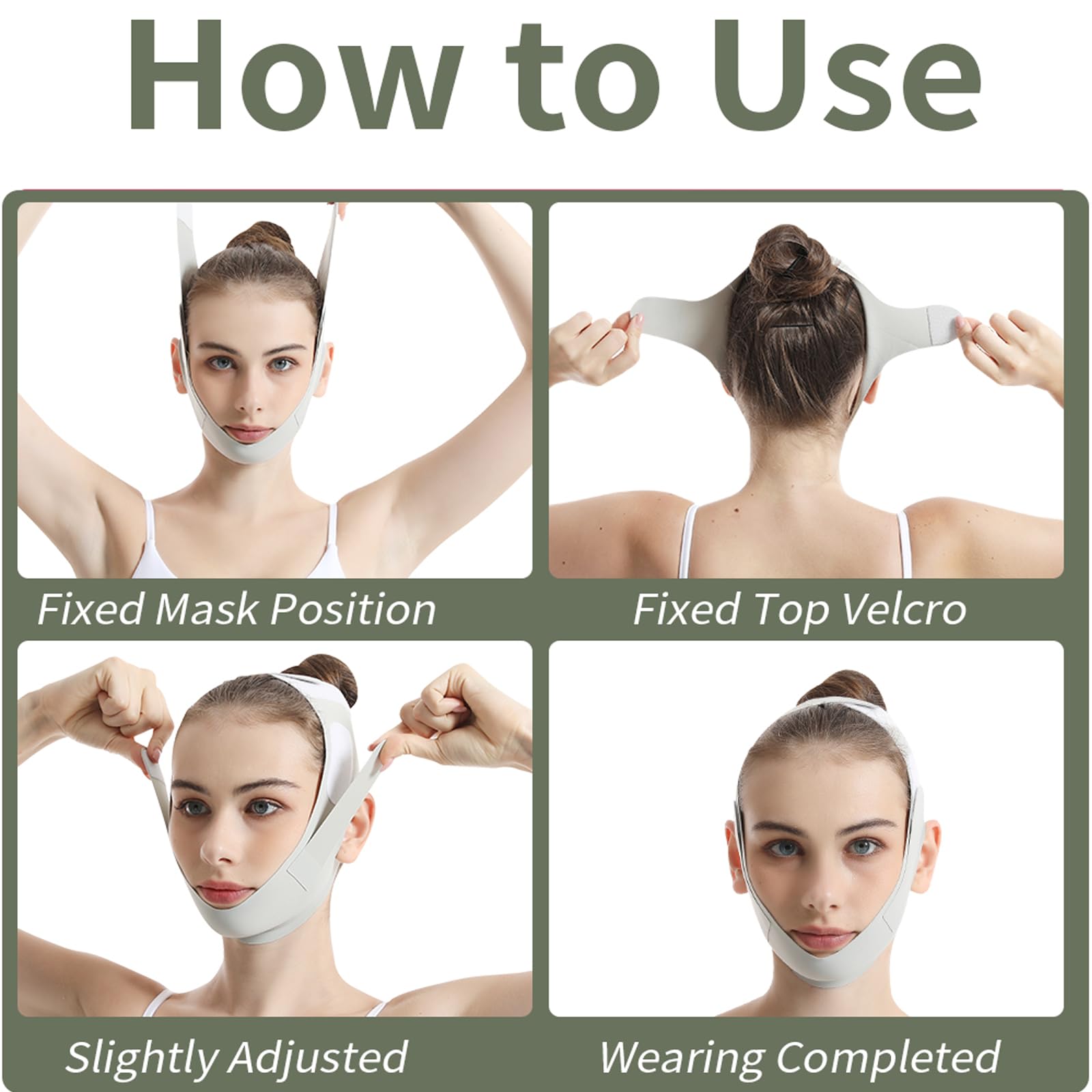 Mascarilla V-Line Mentón,Versión Mejorada Ice-Cool,Reductor de Papada Reutilizable para Dormir,Banda Lifting Facial en V para Definir Mandíbula y Reafirmar Rostro,Verde
