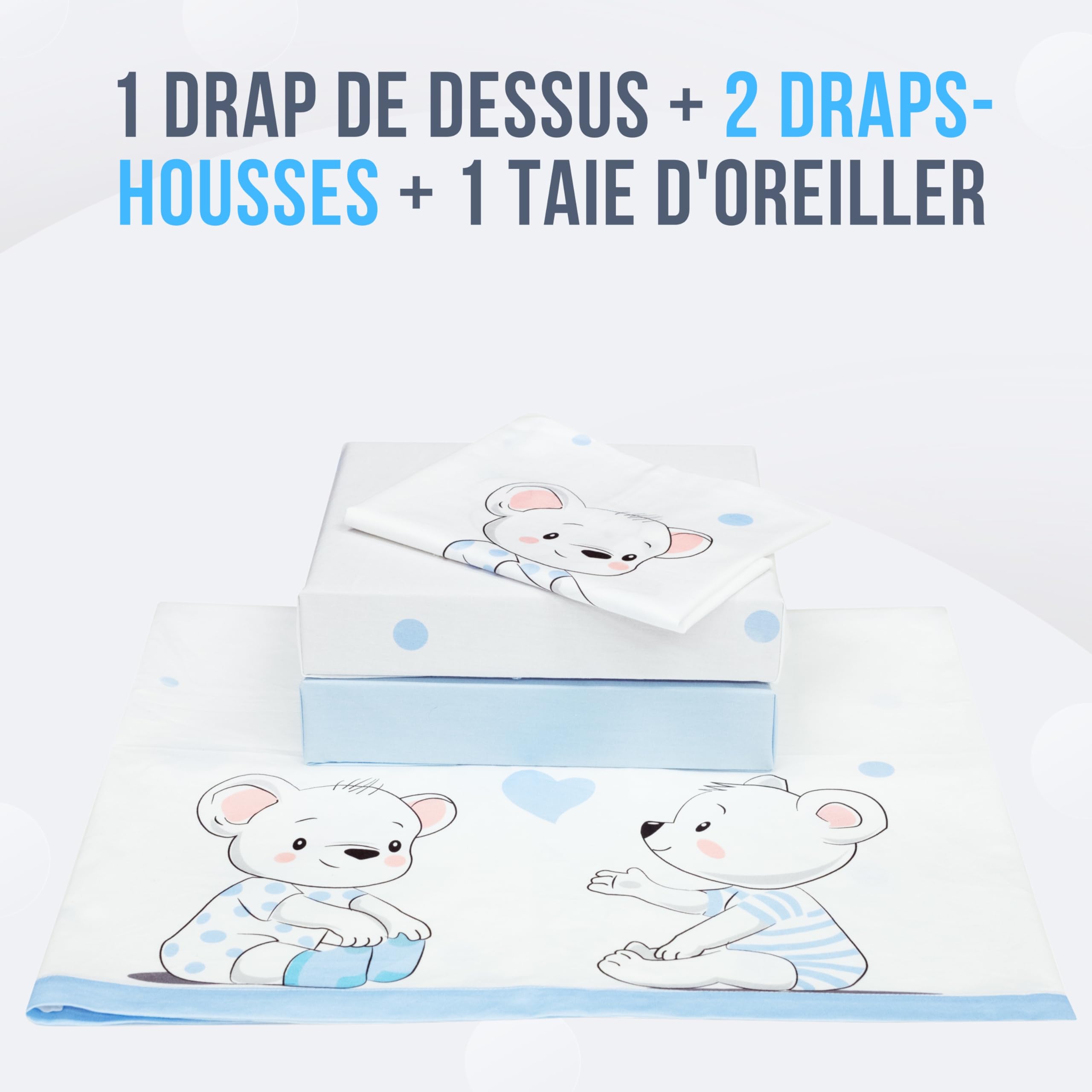 GOYSILA Drap Housse Cododo Bebe Next to Me Parure 4 Pièces 100% Coton Certifié Oeko-Tex Matelas 50x83 2 Draps Housse 1 Drap de lit 1 taies d'oreiller Berceau Next2me Chicco Kinderkraft (Machine)