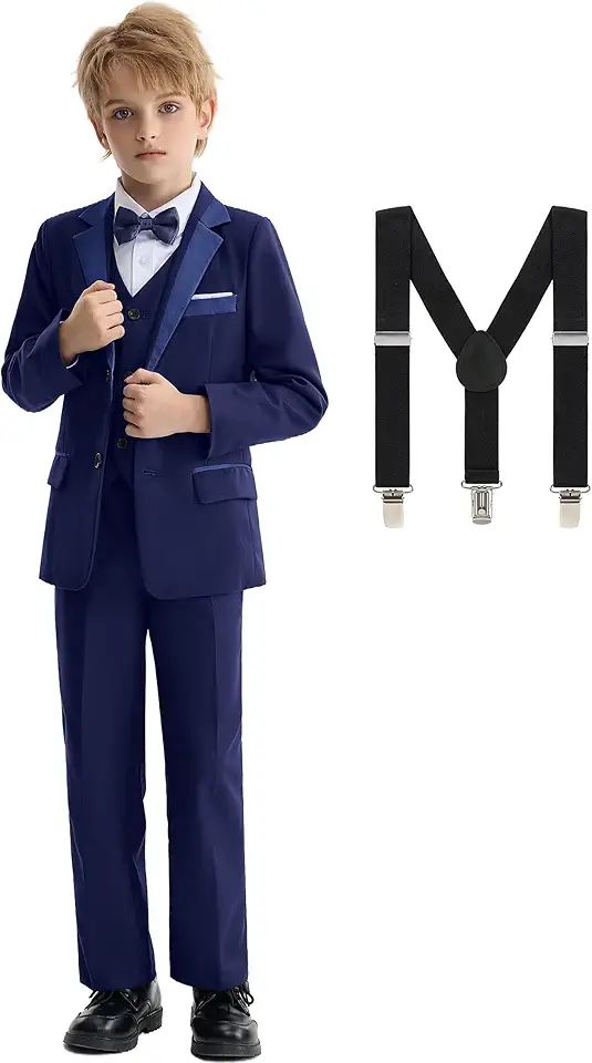 LOLANTA Ternos de smoking infantil para meninos conjunto de 5 peças roupas formais