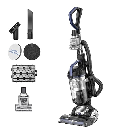 Eureka Upright Vacuum Cleaner for Carpet and Hard Floor,Powerful Vacuum With Dual Cyclone Suction,Swivel Steering,Anti-Tangle,Large Dust Cup,NEU612BL, Blue