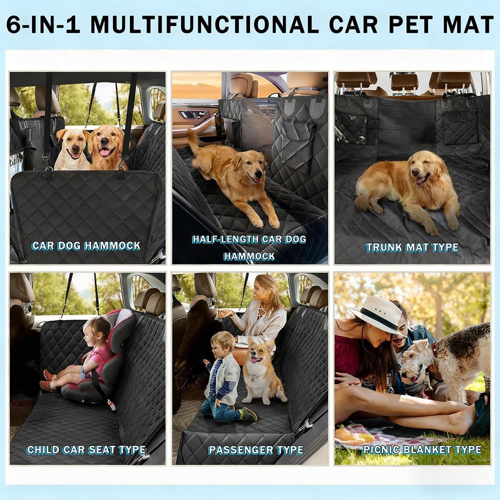 Dog Car Seat Cover for Back Seat for Mercedes Benz GLC 300 /GLC 43 AMG, Scratch-Resistant Anti-Slip Hammock Car Seat Protector with Mesh Window, Storage Pocket,B