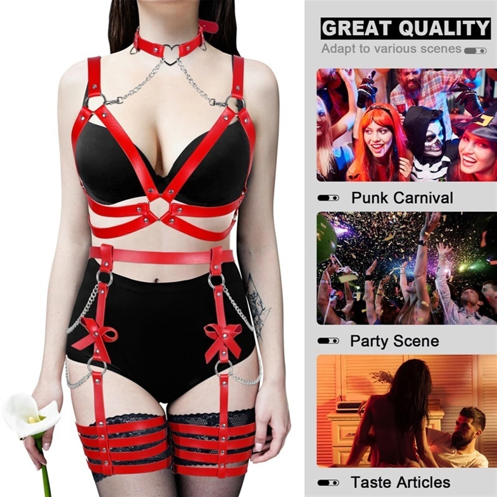 KoovDem Punk Leather Belts Women Body Chain Waist Belt Goth Bondage Lingerie BDSM Lingerie Harness Lingerie Garter