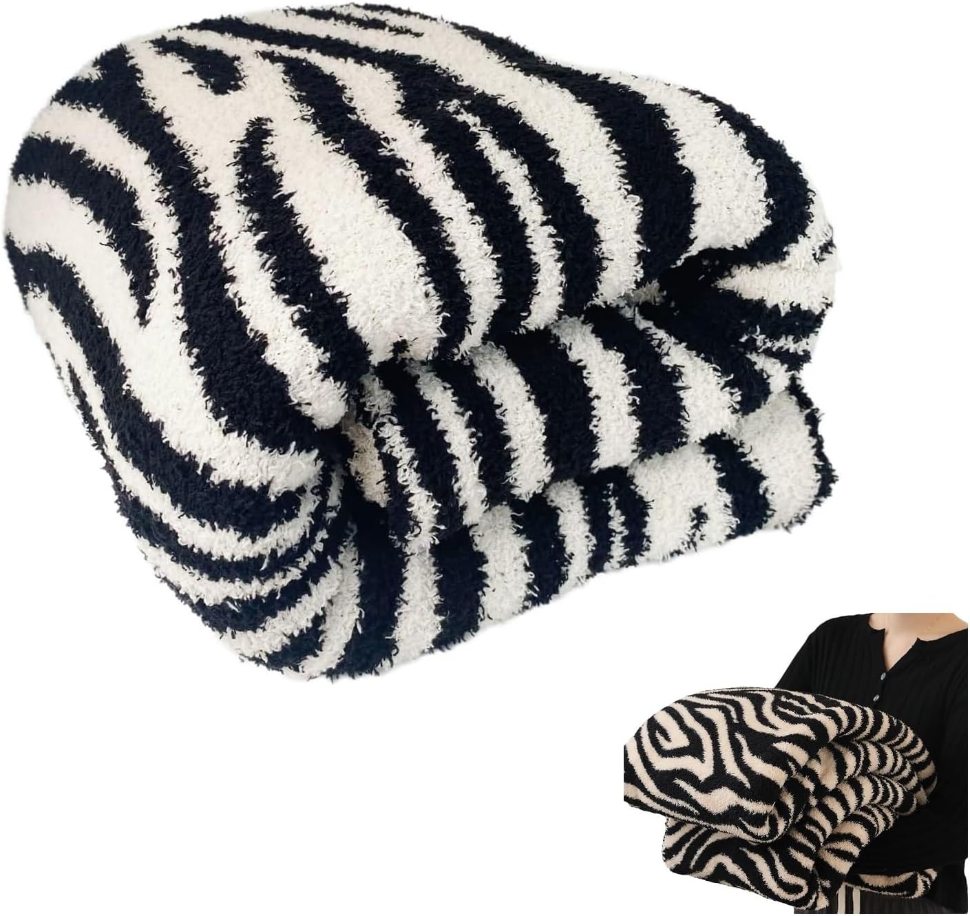 Siyecioa Cuddly Blanket Fluffy Blanket Fleece Blanket Winter Smooth Heat Couch Blanket Fluffy Blanket for Sofa Aesthetic Blanket Ornament for Room Bed room Presents for Girls Mum Girlfriend