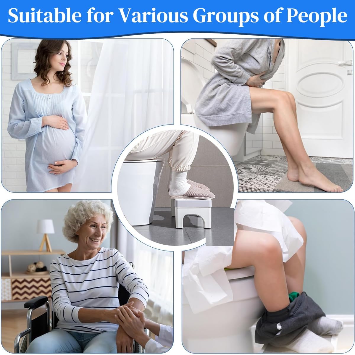 TechHark Toilet Step Stool with Massage Rollers, Foldable Design, 18 cm Height, Promotes Natural Squatting Position 4