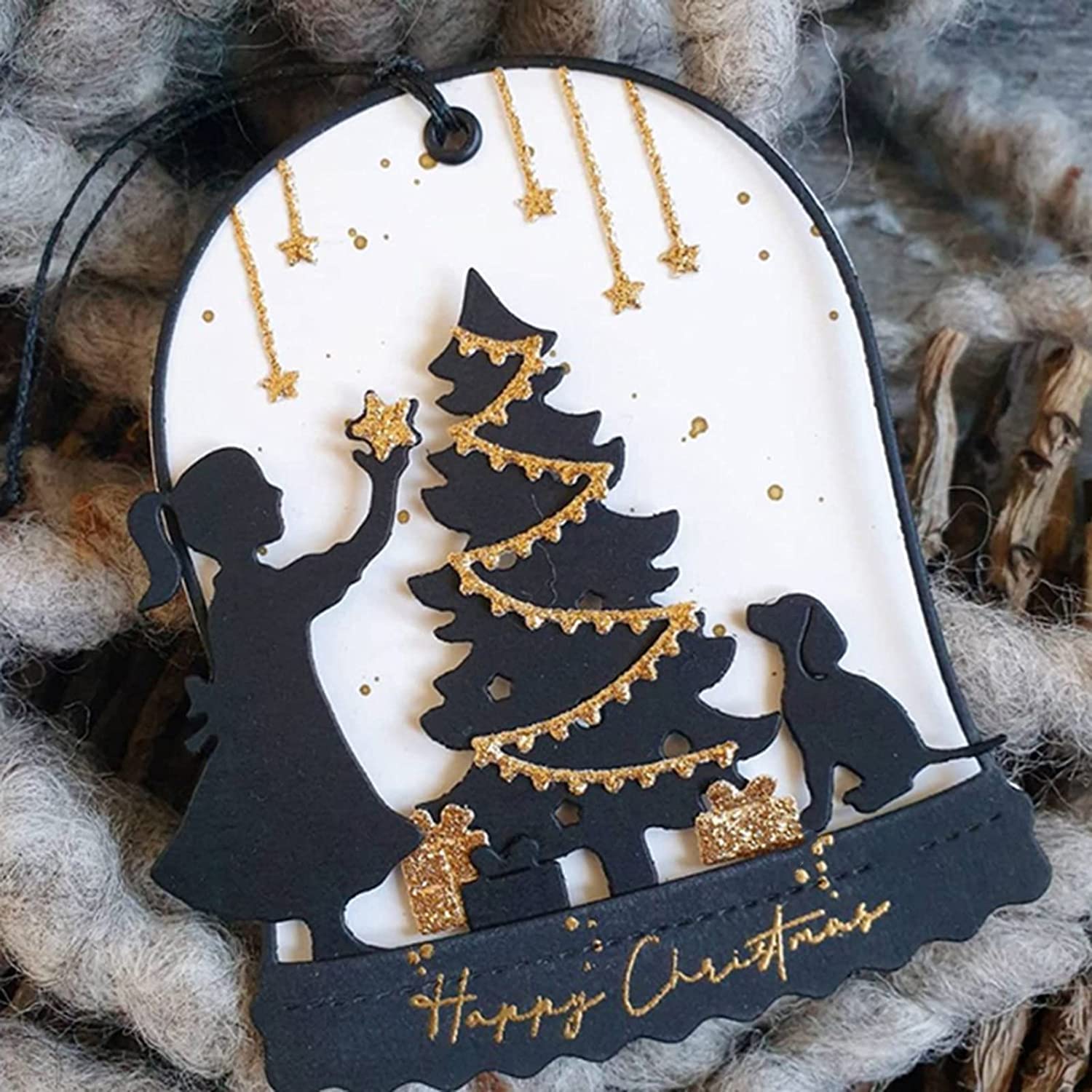 Fustella Metallo Albero Di Natale Per Scrapbooking E Biglietti Fai Da Te - Stencil Per Goffratura, Taglia 122x129 Mm - 2