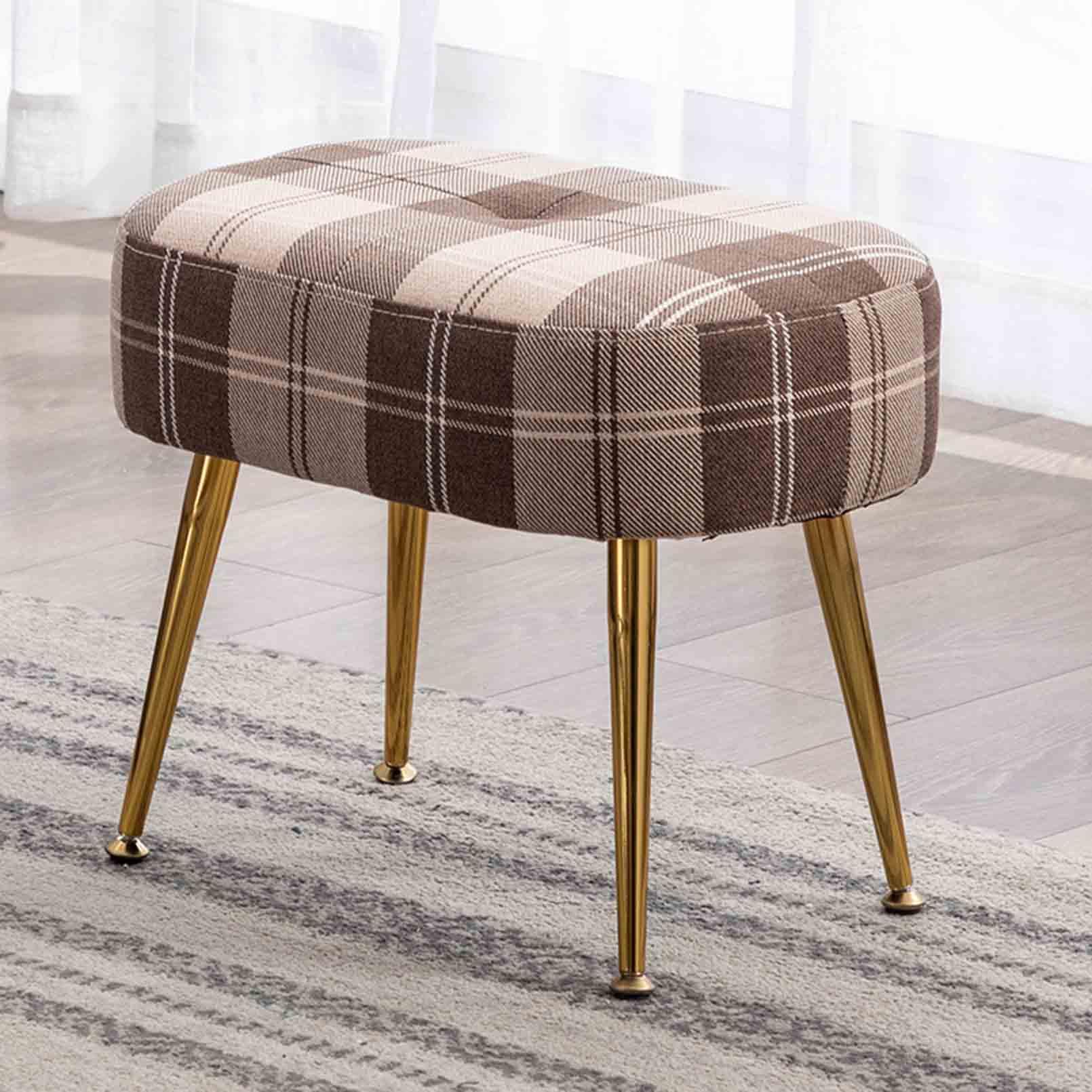 Banc intérieur de style mid-century et pouf luxueux en tissu respirant