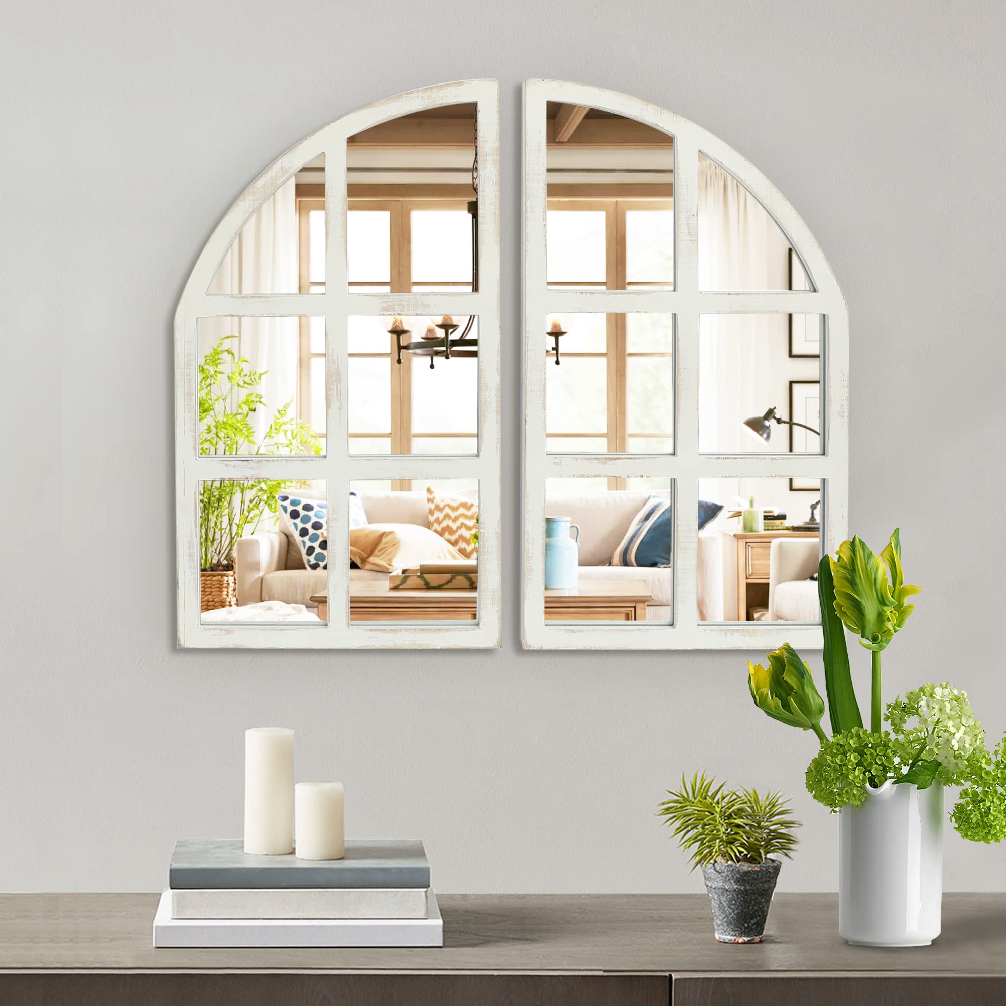 Amazon.com: FLORA Farmhouse Mirror, Arch Window Wall Mirror for