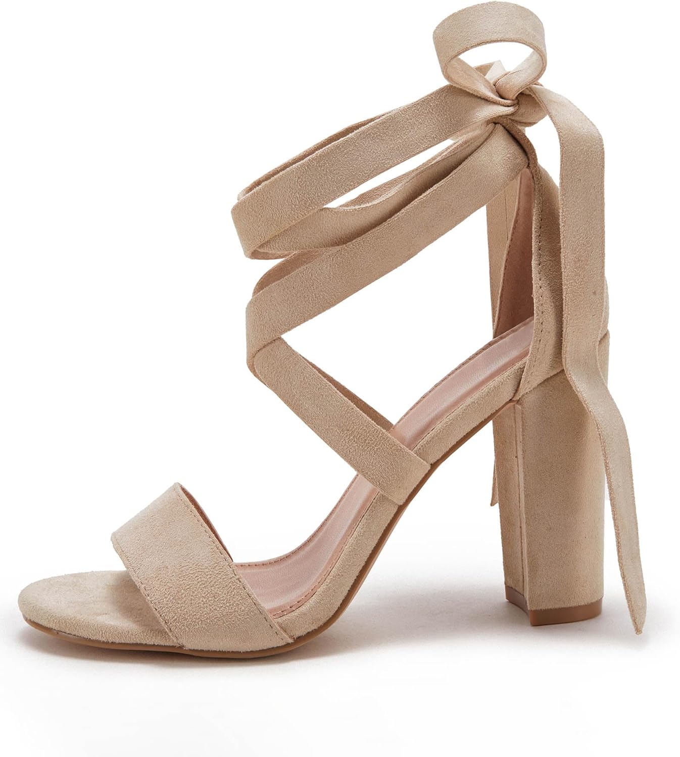 Huiyuzhi Womens Strappy Heels Lace up High Heeled Sandals Chunky Block Ankle Tie Pumps Dress Party Shoes - Image 4