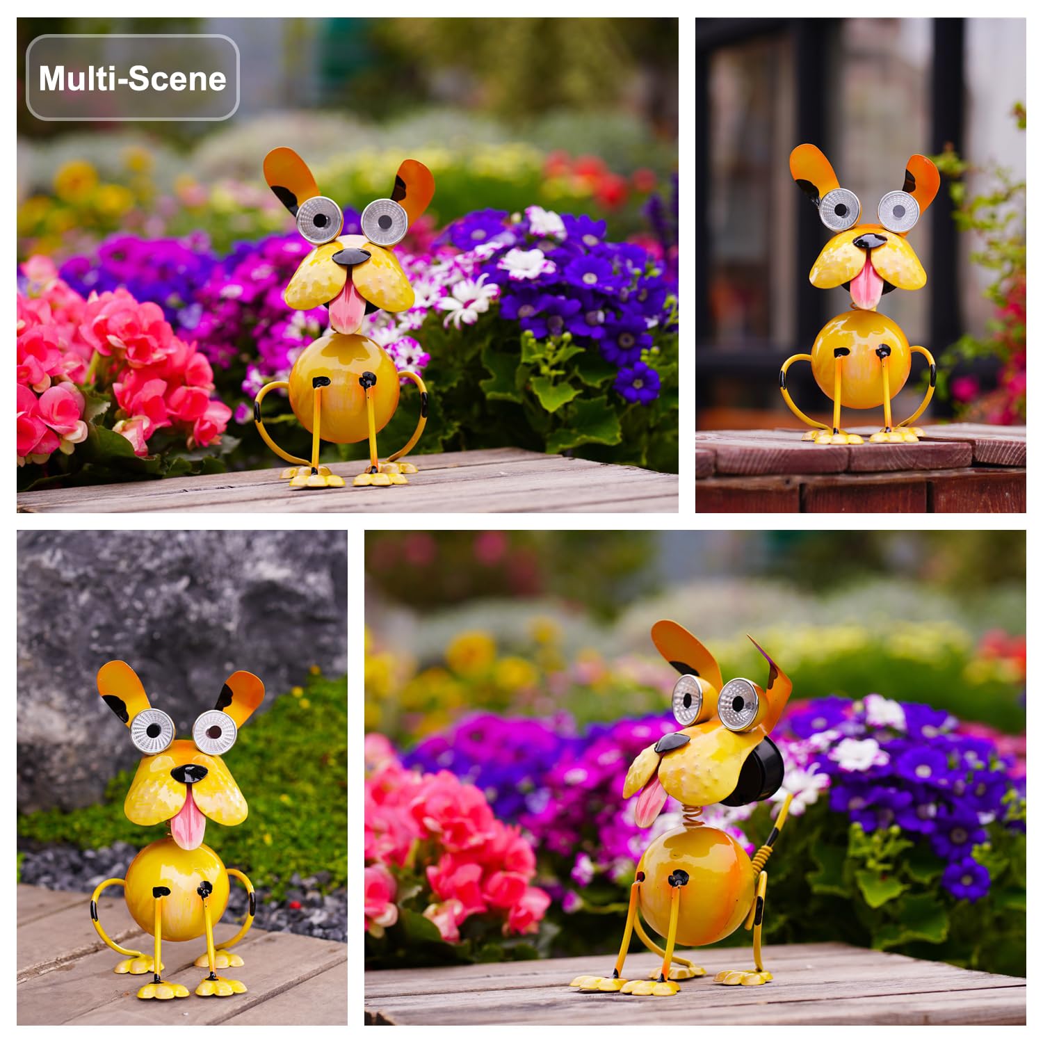 WDLFCGC Dog Solar Lights Outdoor,Yard Art Metal Dog Statues,Outdoor Funny Dog Statue for Garden Decor Yard Lawn Ornaments