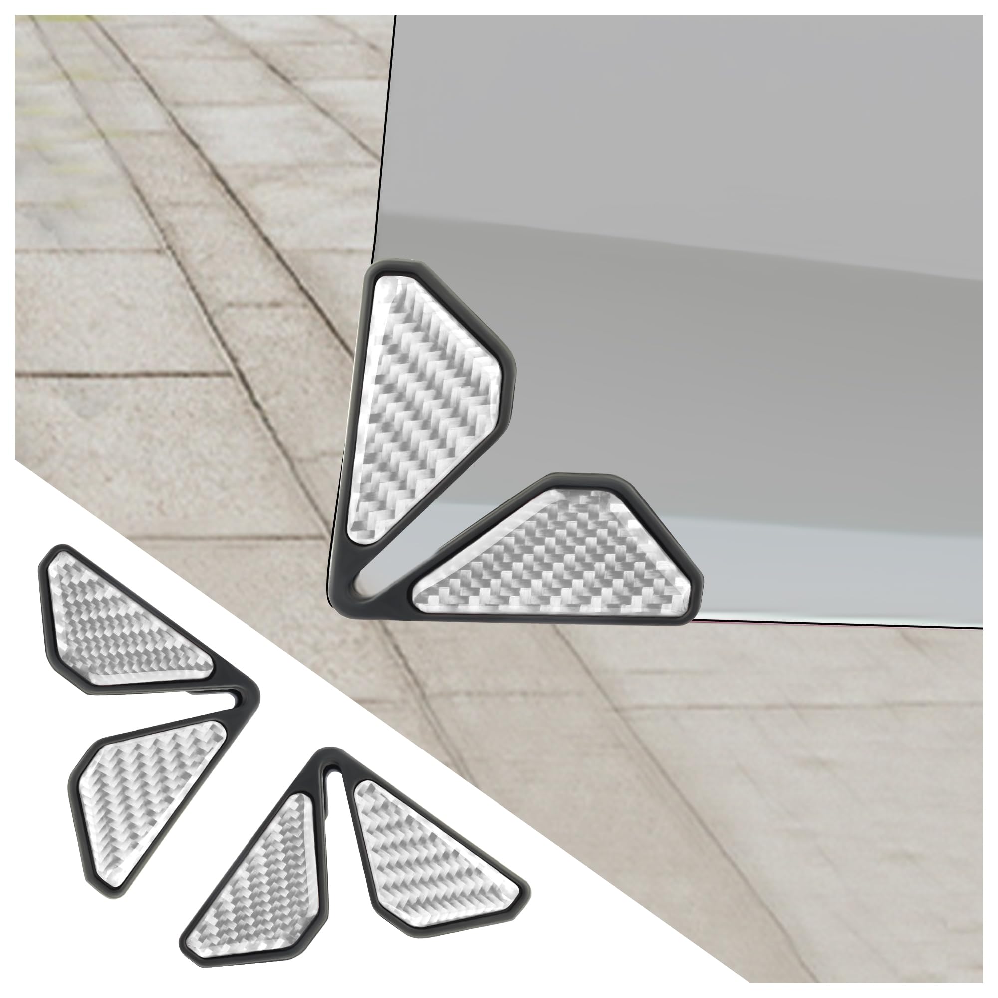 2PCS Car Door Protector Edge Guards for Door Corner,Carbon Fiber Car Door Edge Guards for Decoration,Universal Car Accessories Door Protector Fits SUVs,Trucks (Silver)