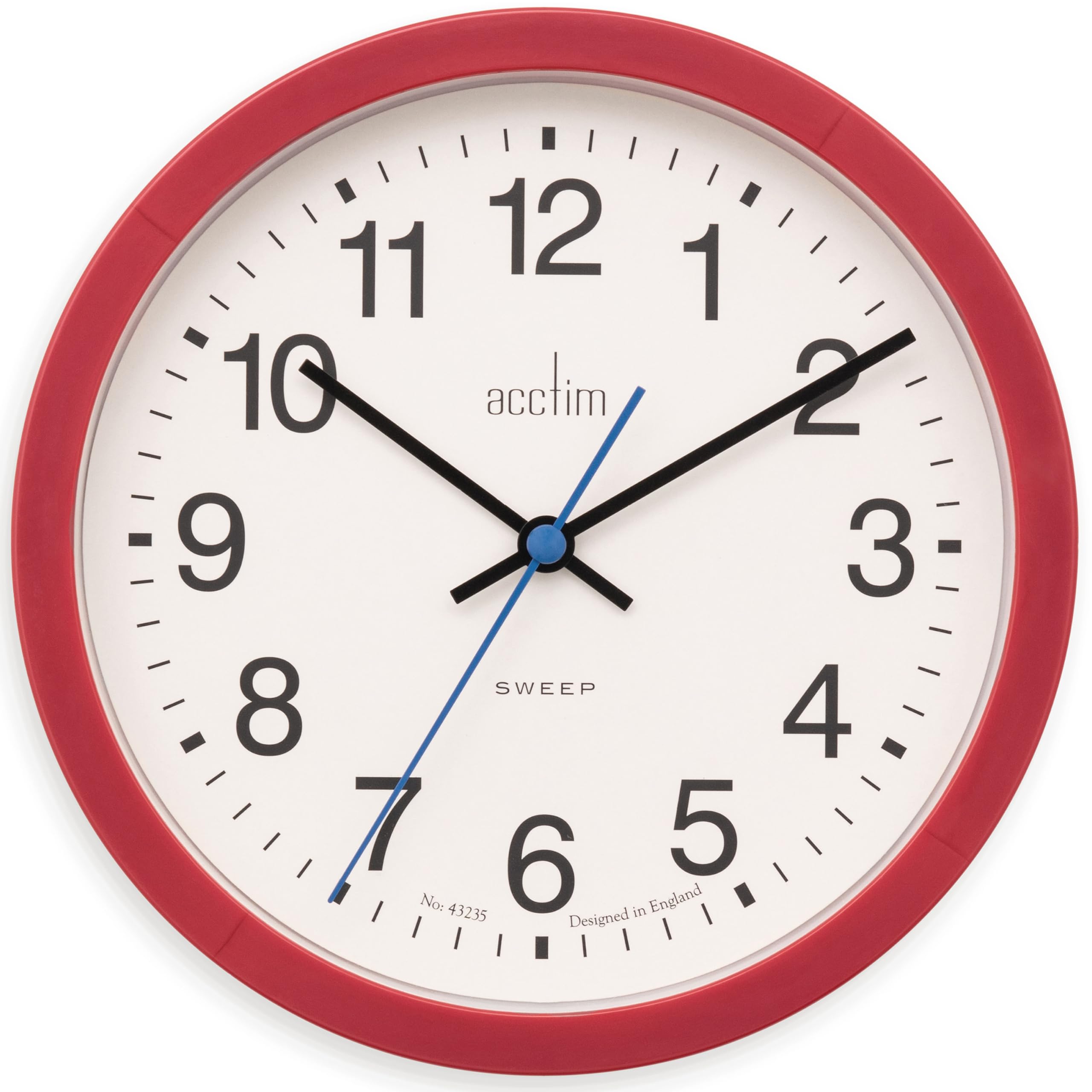 Acctim Red Bromham Non Ticking Sweep Seconds Hand Wall Clock 20Cm Diameter (Red)