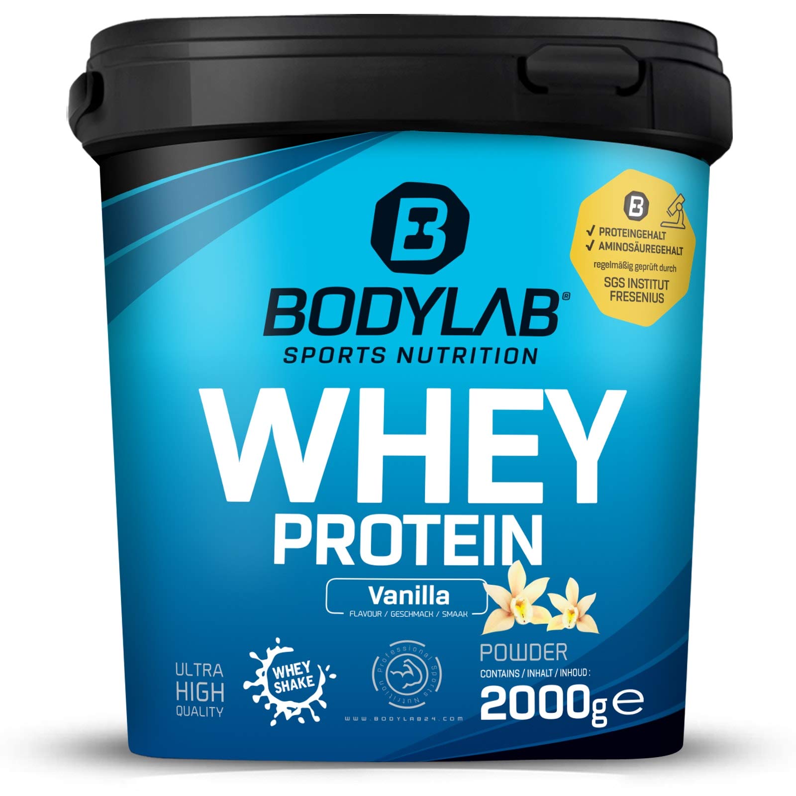 Bodylab24 Megadeal 24 Stunden Eiweiß, Whey Protein Vanille, Protein-6 Vanille und Shaker für Kraftsport und Fitness, kann den Aufbau und Erhalt von Muskelmasse unterstützen
