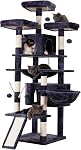 Hey-brother Cat Tree, 71 inches XL Large Cat Tower for Indoor Cats, Multi-Level Cat House with 3 Padded Perches, Big Scratcher, Cozy Basket, 2 Cat Condos and Scratching Posts, Smoky Gray MPJ034G