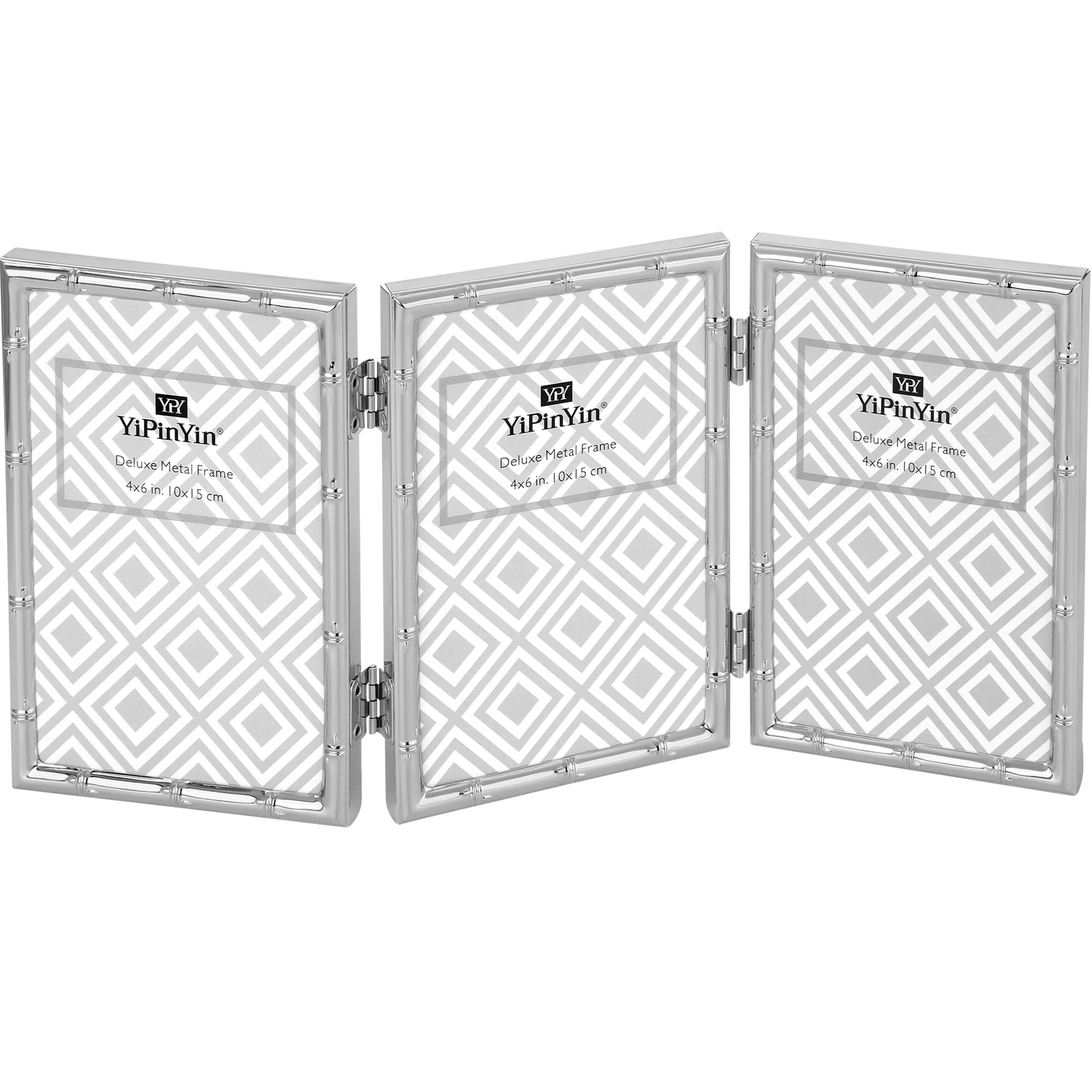 YiPinYin Elegant Silver Plated 4x6 Triple Frame