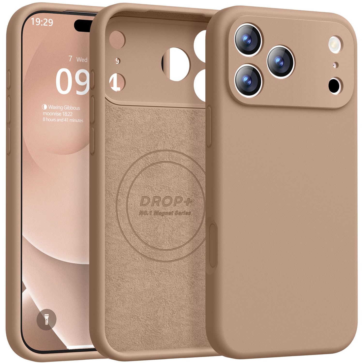 Photo 1 of Ktele Magnetic for iPhone 17 Pro Case [Compatible with Magsafe] [Premium Silicone Satin-Smooth Touch] Slim Shockproof Anti-Scratch Microfiber Lining Case, 6.3 inch, Light Brown