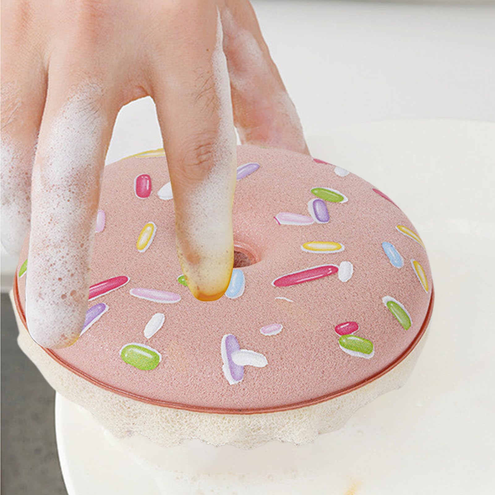 Donut - Multifuncional Reutilizable Accesorios para el Hogar,Ollas Sartenes Rascador de Limpieza Sin Araño,Adecuado para Ducha Lavabo Vajilla Encimeras Azulejos Y Fregadero