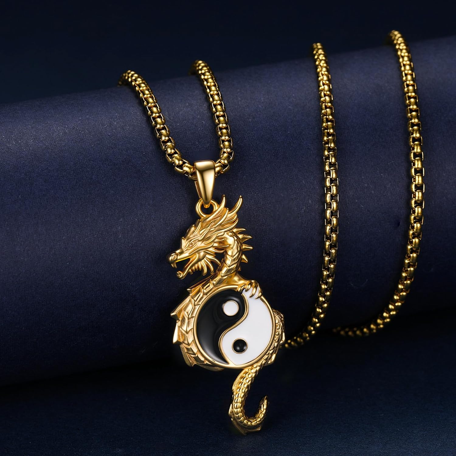 Yin Yang Dragon/Phoenix/Koi Fish Necklace 925 Sterling Silver Yin Yang Couples Matching Pendant Friendship BFF Necklace Jewelry for Her Him with Gifts Box