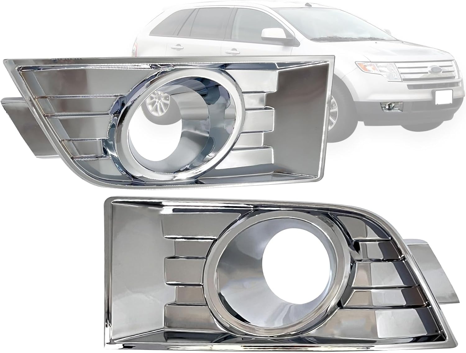 Auto Parts Avenue APA Replacement Front Bumper Fog Light Chrome Bezel Trim for 2007 2008 2009 2010 07 08 09 10 Edge Passenger Right Driver Left Side FO1039107 FO1038107 PAIR