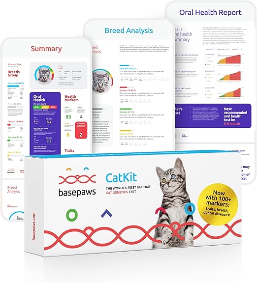 Basepaws Cat DNA Test Kit Comprehensive Breed, Health