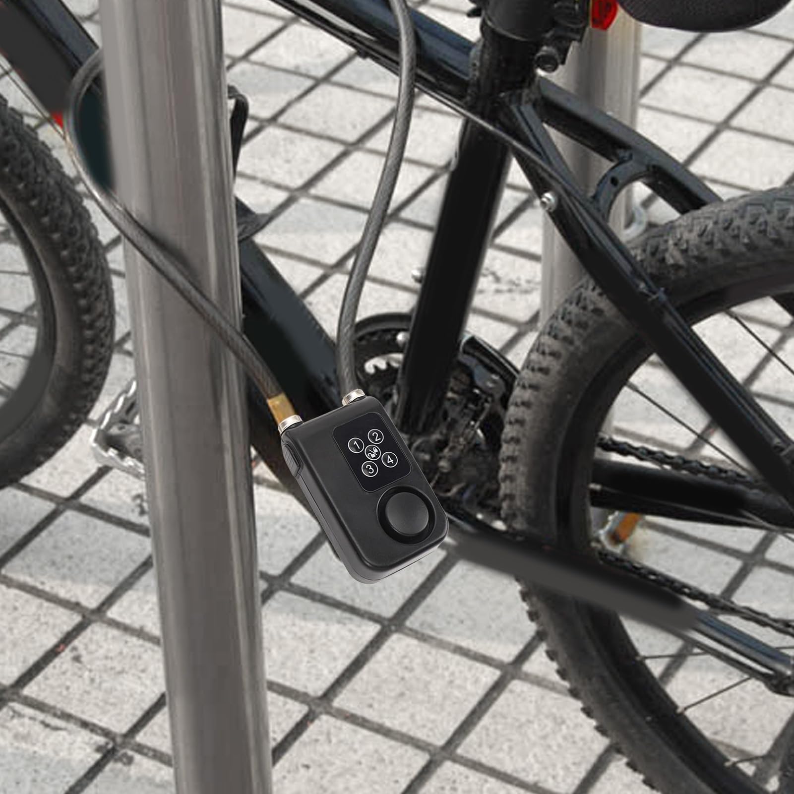 Blokada Hasła do Roweru, Zabezpieczenie Przed kradzieżą, łańcuch z Alarmem Wibracyjnym 110 DB, Bezkluczykowa Blokada Bezpieczeństwa na Hasło, wodoodporność IP44, 4 Cyfrowe Hasła,