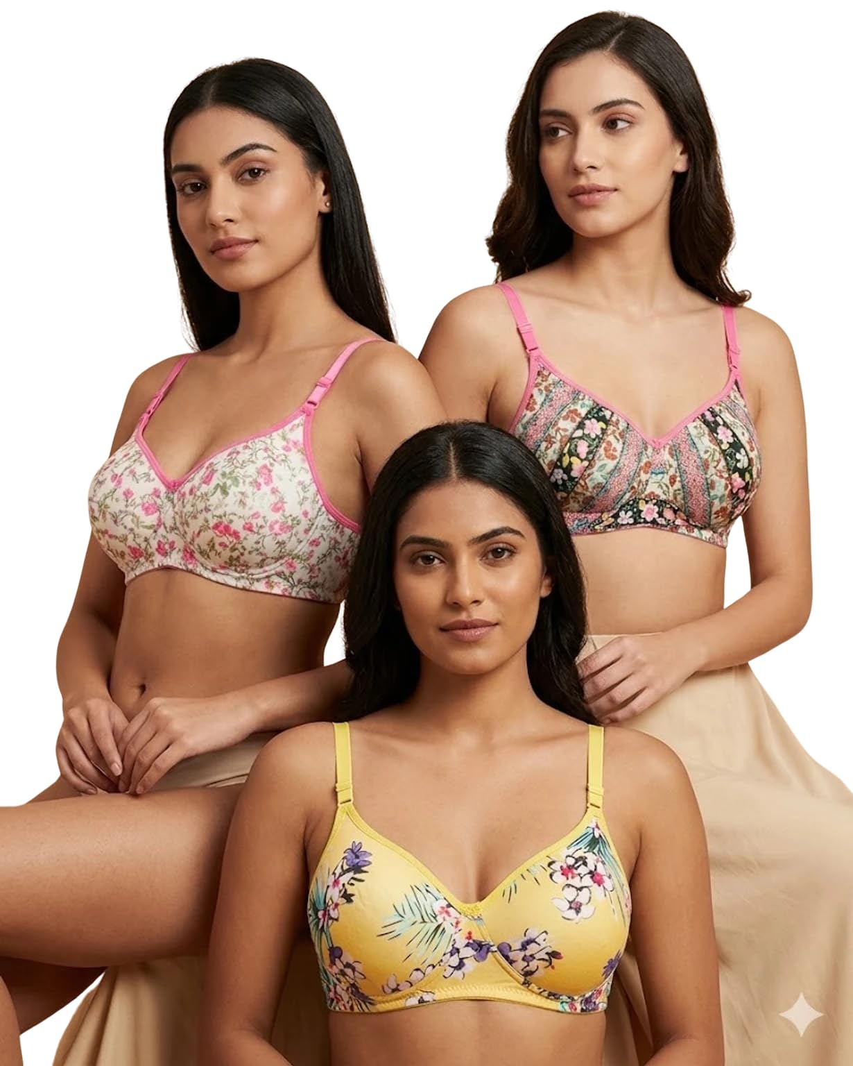 Women’s Polycotton Full Coverage Lightly Padded Bra | Soft, Comfortable, Everyday Wear | Multicolor (Pack of 3)-image-18
