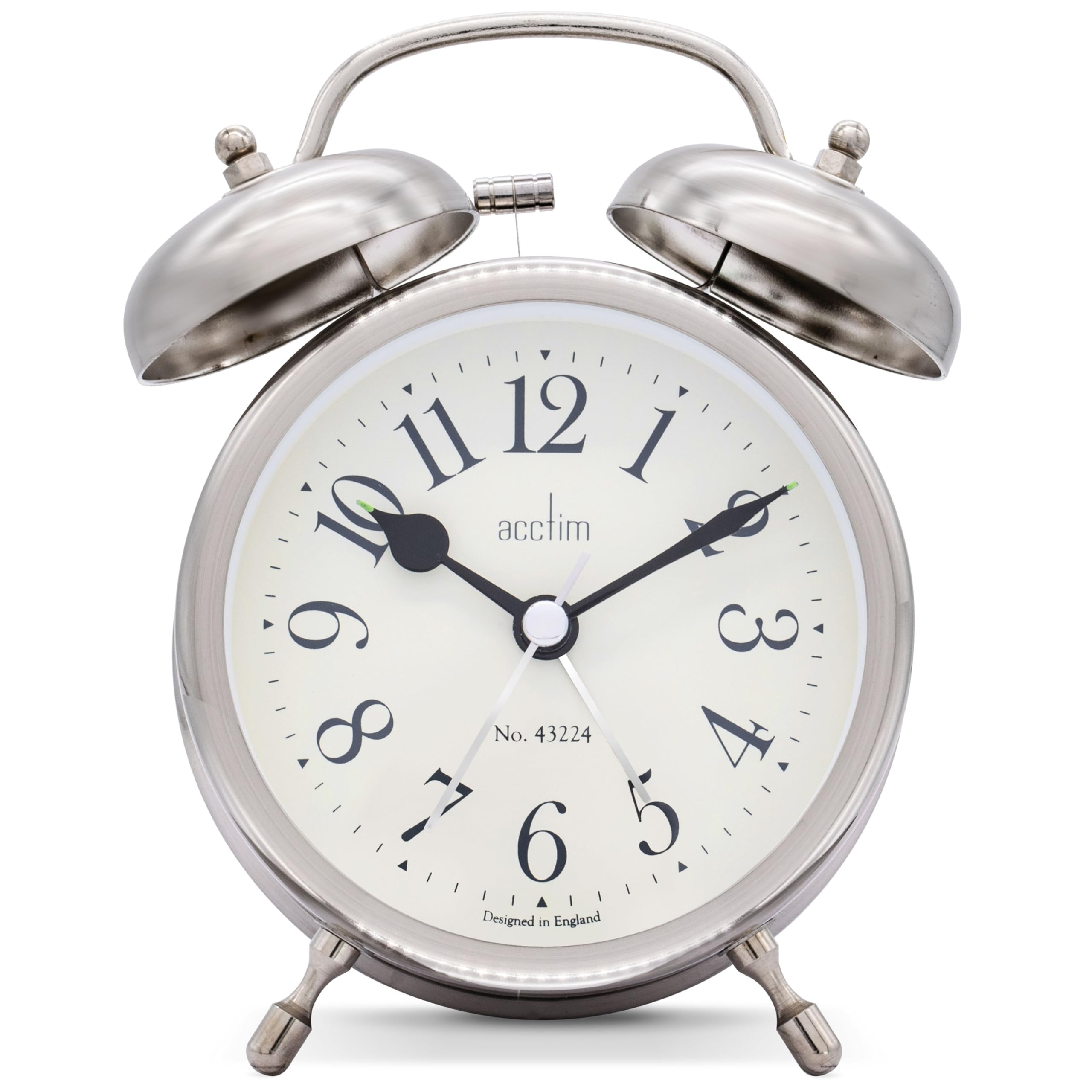 Acctim Double Bell Alarm Clock - 13cm - Silver