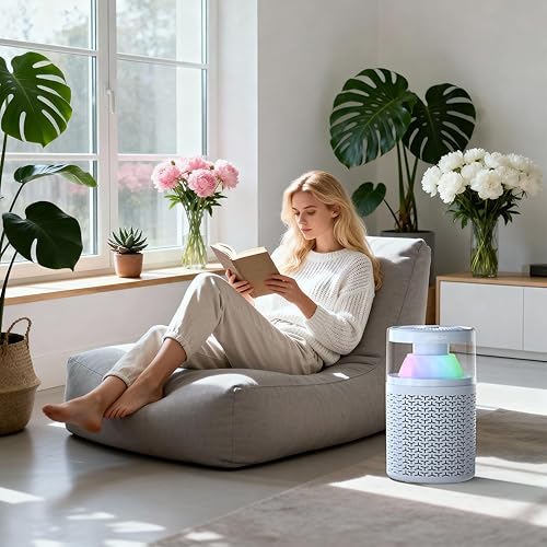 Miniatura 9 de AIRROMI Purificador de aire para mascotas para el hogar y el dormitorio, filtro de carbón activado HEPA, elimina la caspa y el olor de las mascotas,