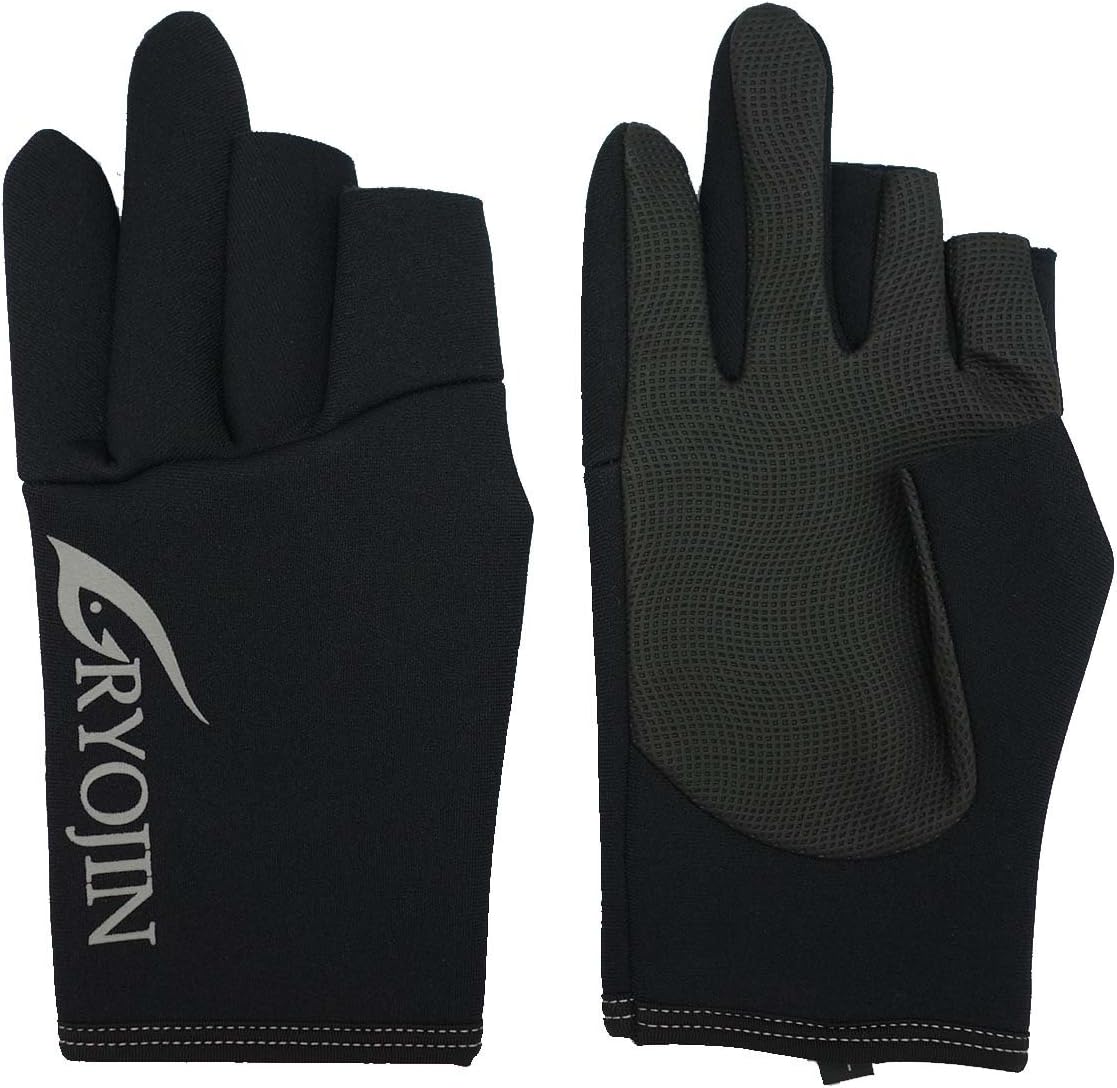 Amazon フィッシンググローブ 釣り用手袋 3本カット 秋冬用 ブラック グレー Ll Ryojin リョジン グローブ