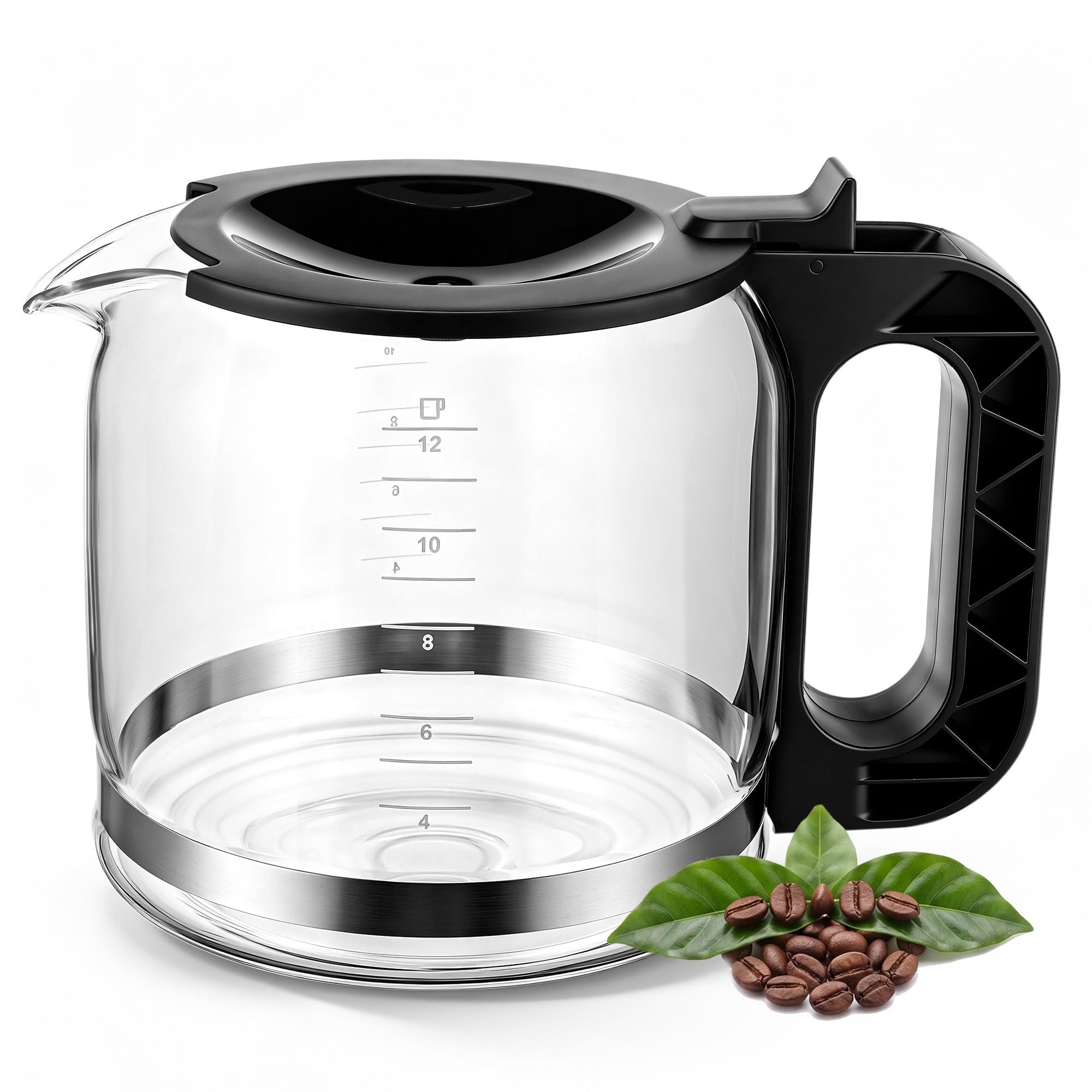 Photo 1 of Mysora 12 Cup Coffee Carafe Replacement Compatible with Braun BRSC005, Transparent Glass Pot with Positive Stop Lid Compatible with Braun KF7000BK & KF7150BK Drip Coffee Maker, Smooth Pour