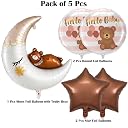 Rozi Decoration Hello Baby Teddy Bear Moon Foil Balloon Set with Star & Round Balloons, 5 Pcs Baby Shower Decoration Kit for Welcome Baby Celebration gallery image