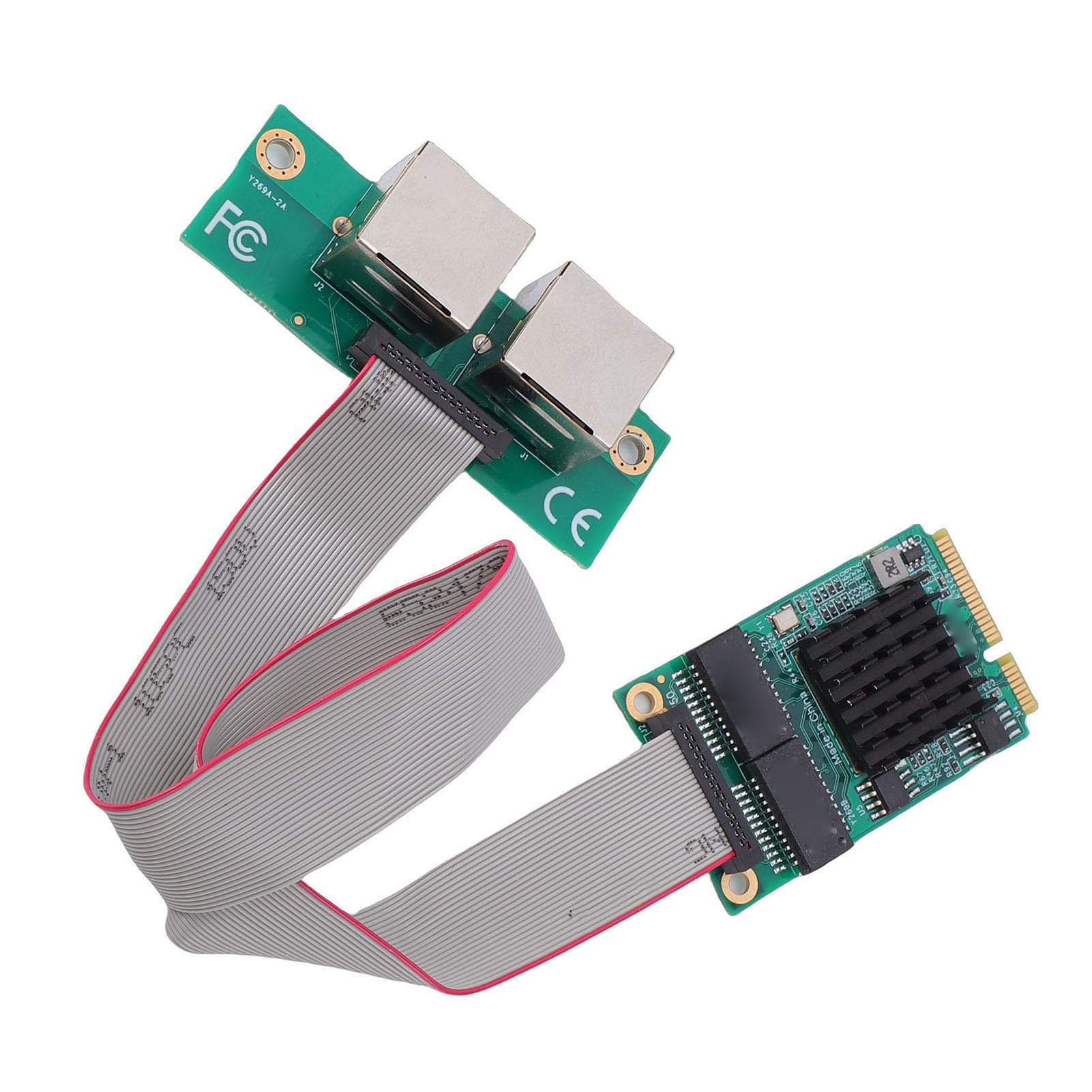 PUSOKEI Podwójny Adapter RJ45 Mini PCIe | Karta Sieciowa Gigabit Ethernet do Przemysłowych Komputerów Stacjonarnych