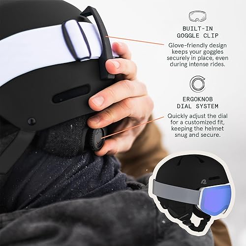 Miniatura 4 de Retrospec Comstock - Casco de esquí y snowboard para adultos, carcasa de ABS duradera, espuma EPS protectora y 10 rejillas de ventilación,
