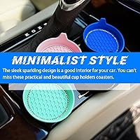 Vista 72 de zipelo Bling Car Cup Coaster, 2 Pack Universal Vehicle Anti-Slip Cup Holder Insert Coasters, Crystal Rhinestone Silicone Shockproof Drink Mat, Car
