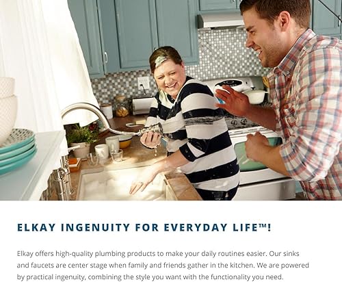 Miniatura 5 de Elkay ELUH3219DBG Lustertone - Fregadero de cocina de acero inoxidable de 32-14 pulgadas con estante para lavabo y colador de cesta, acero inoxidable