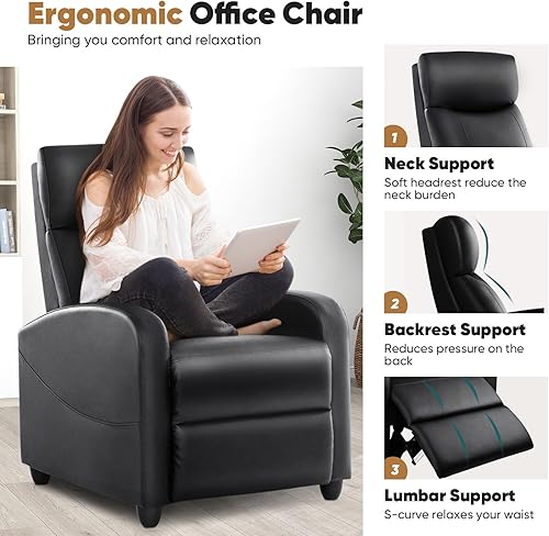 Miniatura 5 de DUMOS Silla reclinable para adultos, silla reclinable de masaje para sala de estar, asiento de cine en casa ajustable, sofá individual con respaldo