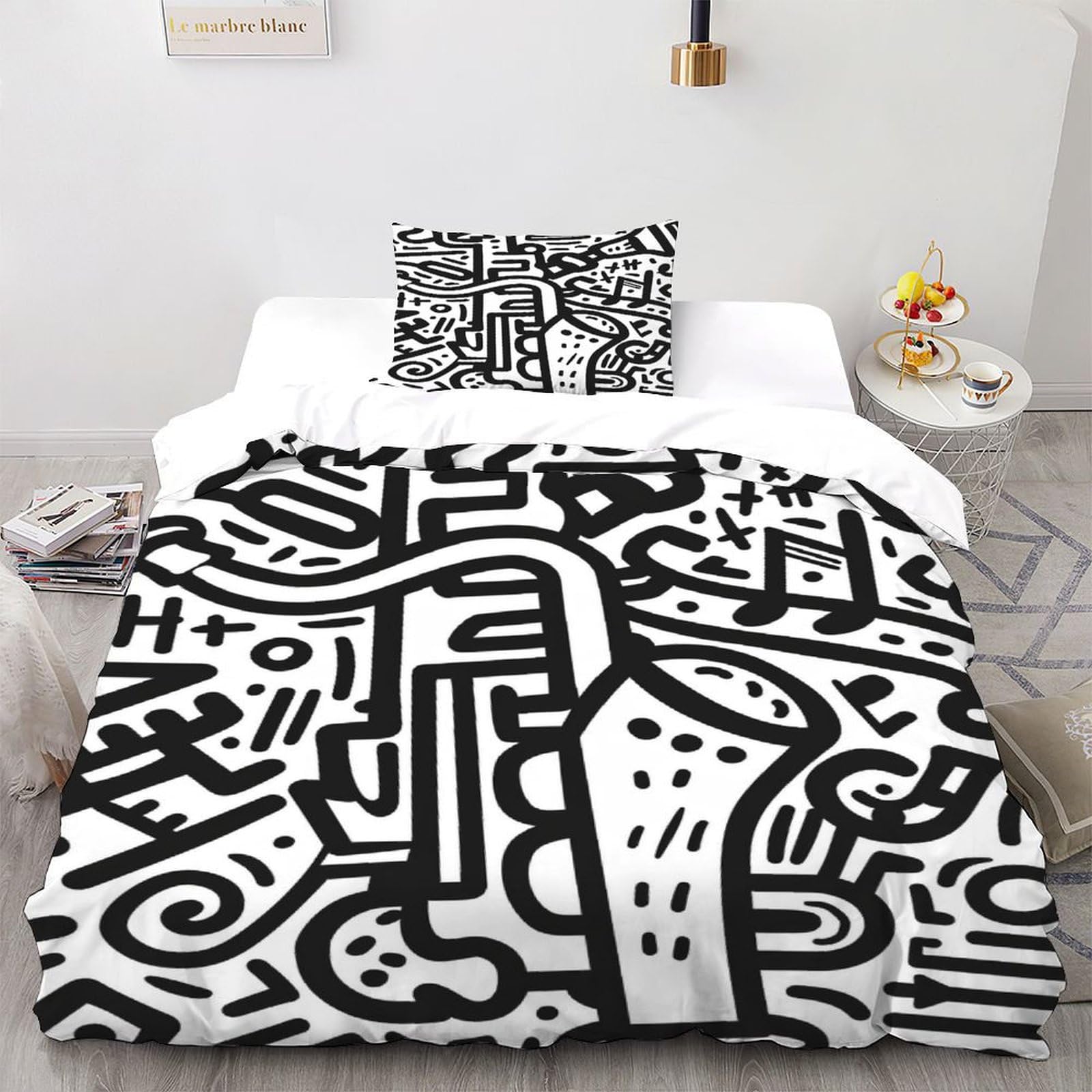 Housse de couette graffiti 2 pièces lit simple ensemble literie microfibre imprimé portrait