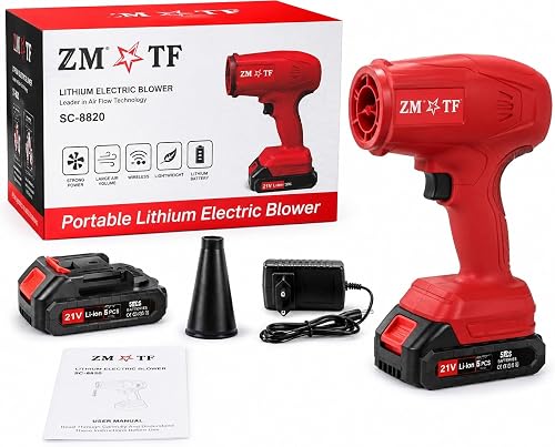 21V Rechargeable Portable Lithium Electric Blower with Battery, Charger & Nozzle – Cordless Handheld Air Blower for Dust Cleaning, Car Interiors, Computers, Home, Office & Workshop Use
