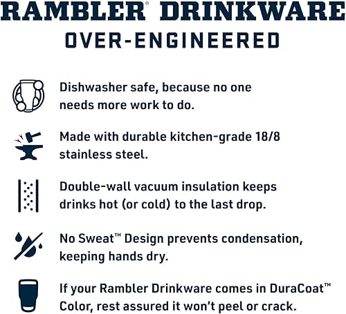 Miniatura 4 de YETI Rambler Botella de 46 onzas, aislada al vacío, a prueba de fugas, acero inoxidable con tapa para sorbos