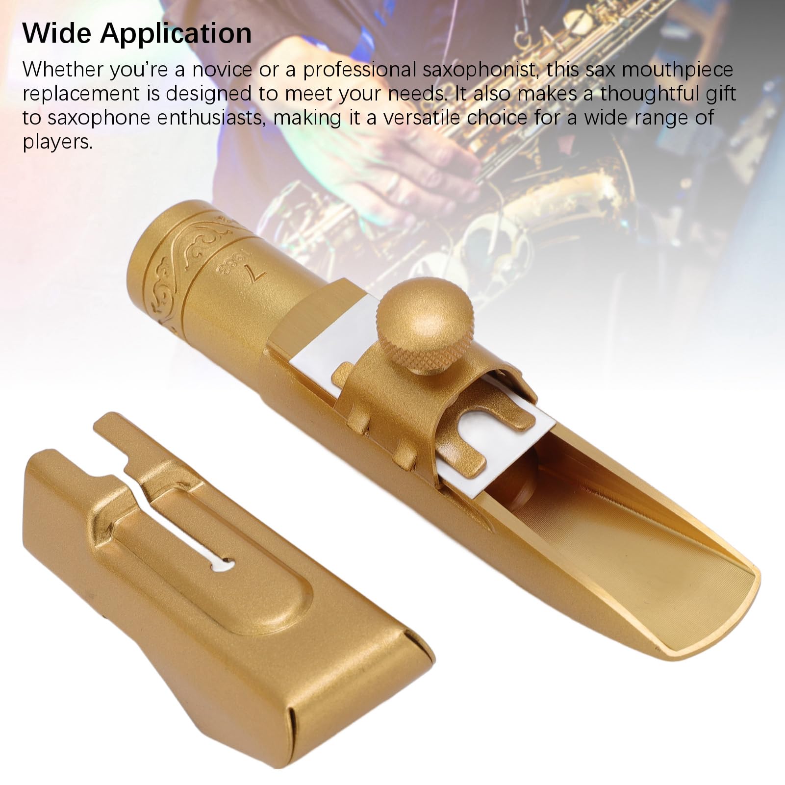 Tono Rico BB Tenor Saxofón Boquilla de Boquilla de Latón Brillante Reemplazo de la Tapa de Latón para la Práctica