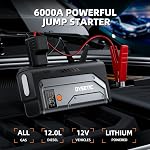 6000A Démarreur de saut, 12V Booster de batterie de voiture (Tous gaz et 12.0L Moteur diesel),26800mAh Câbles de démarrage de voiture Smart Jumper, Portable Power Bank avec USB QC3.0.800LM Lampe de poche
