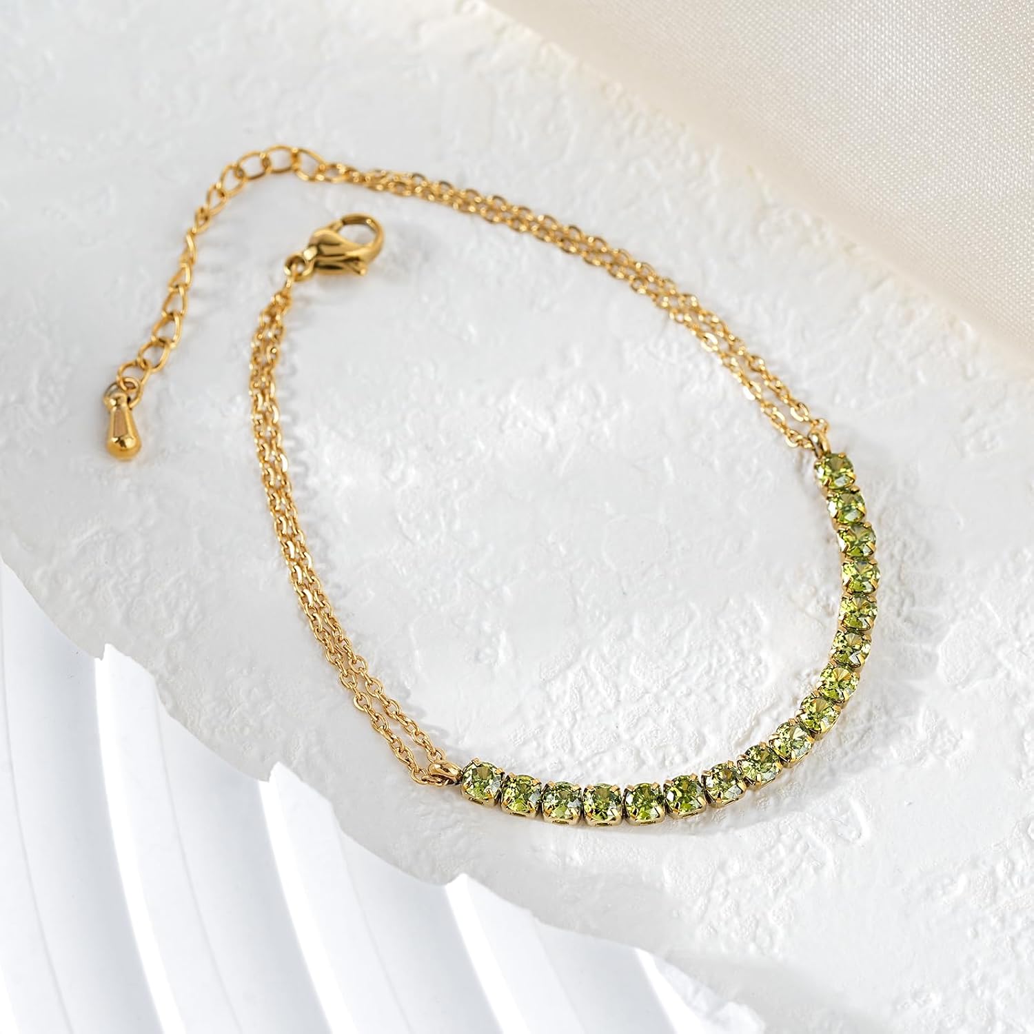 Tennis Bracelet with Sparkling Cubic Zirconia Gold Bracelets for Women Adjustable Birthstone Bracelet Jewelry for Women - Image 5