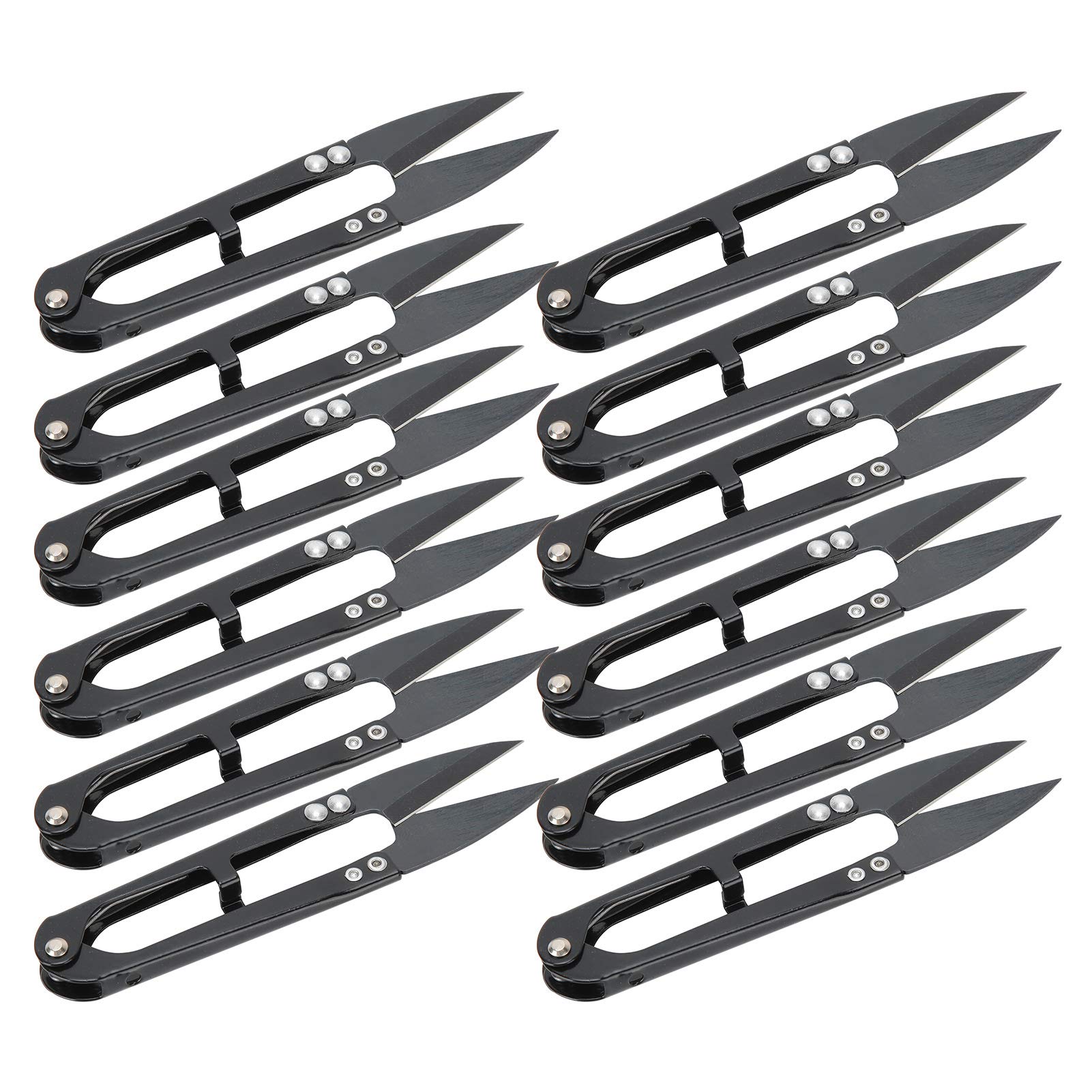 Riuulity U-Shaped Spring Yarn Scissors Portable Sewing Tool with Blades 12Pcs Pack 0.9", Ideal for Cross-Stitch Enthusiasts