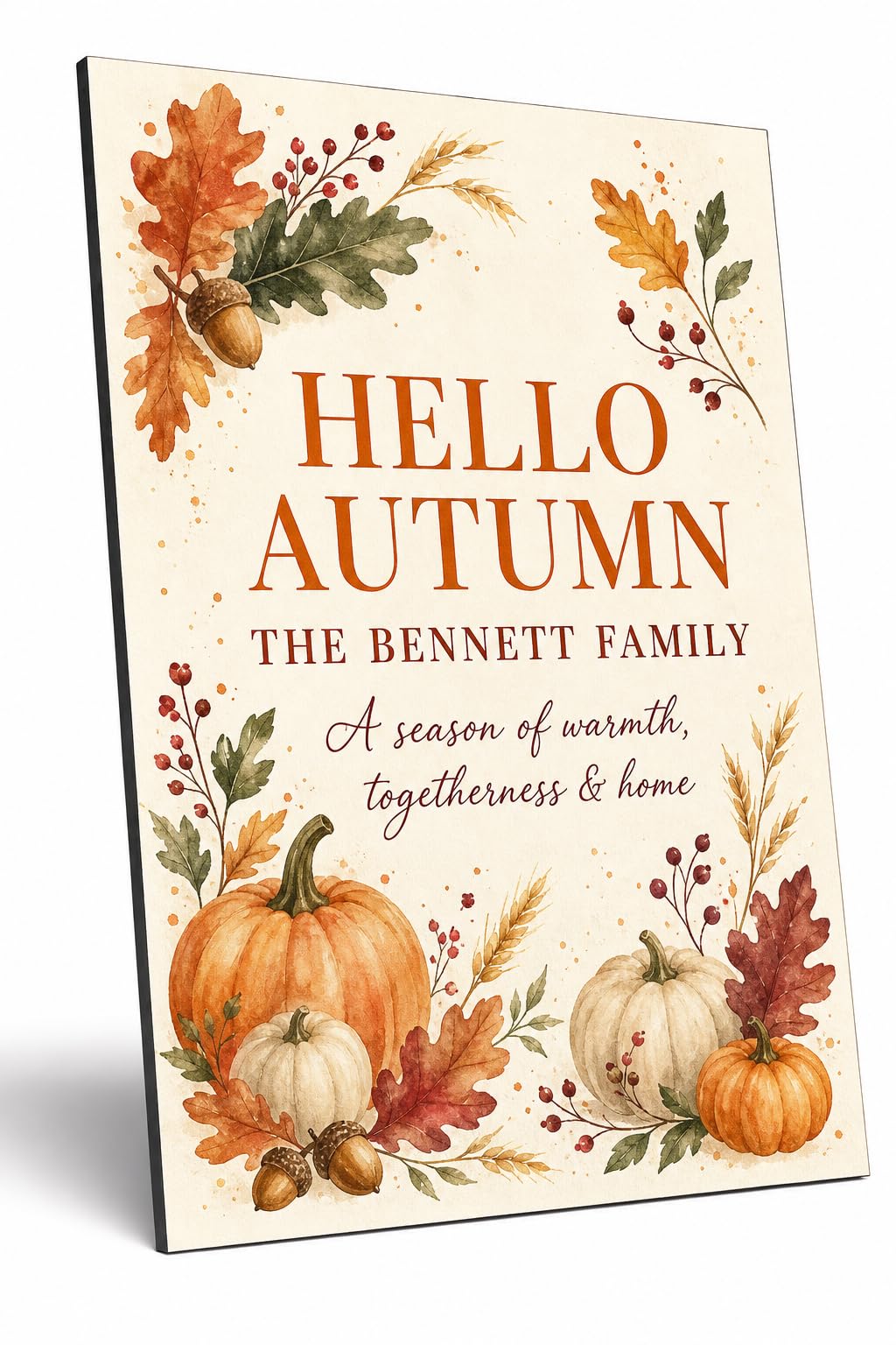 Personalised Hello Autumn A4 Plaque Family Name Seasonal Wall Art