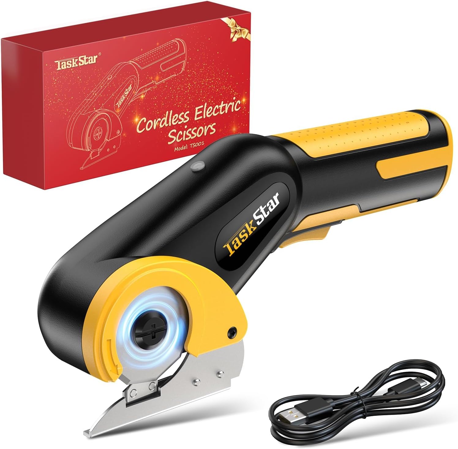 TaskStar Cordless Electric Scissors,4V Electric Box Cutter w/Safety