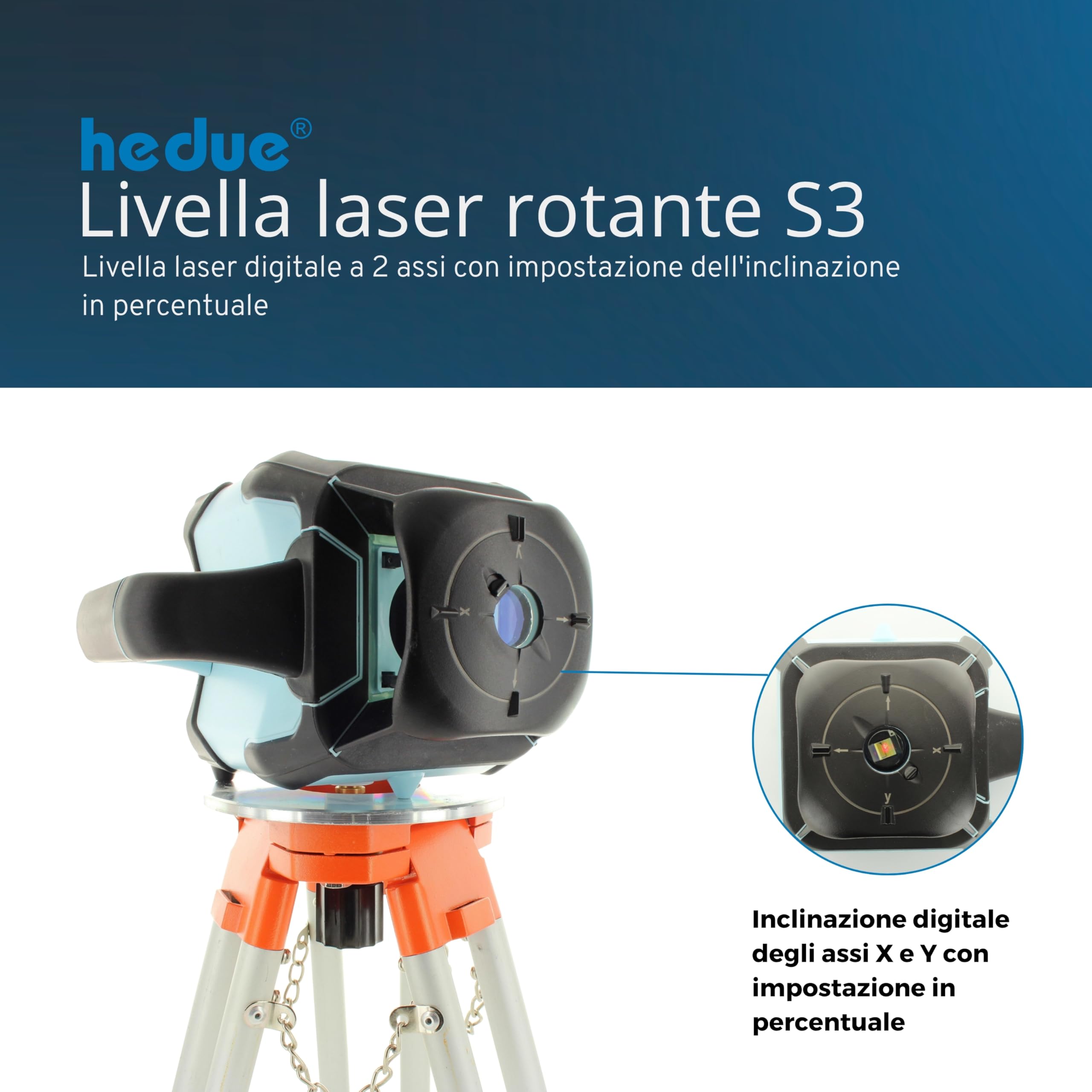Rotation laser S3 - Laser di inclinazione digitale in systainer con ricevitore laser E4, telecomando e cavo USB di ricarica &, autonomia fino a 60 ore