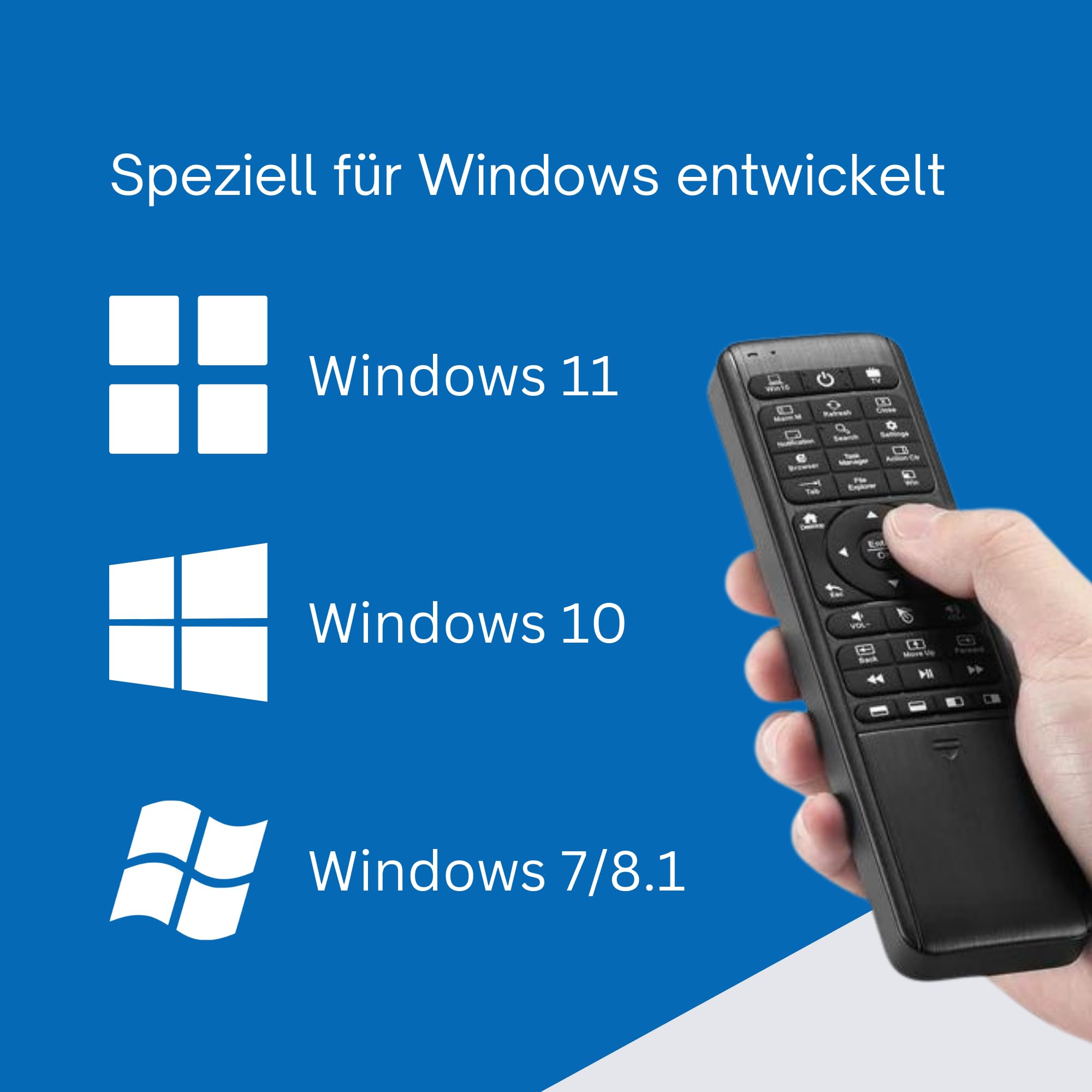 Orbsmart WA-1 Windows Airmouse Tastatur QWERTZ, PC & HTPC Fernbedienung | LED-Beleuchtung & Infrarot-Anlernfunktion. Umfangreiche Sondertasten. Steuerung per Gyro-Sensor