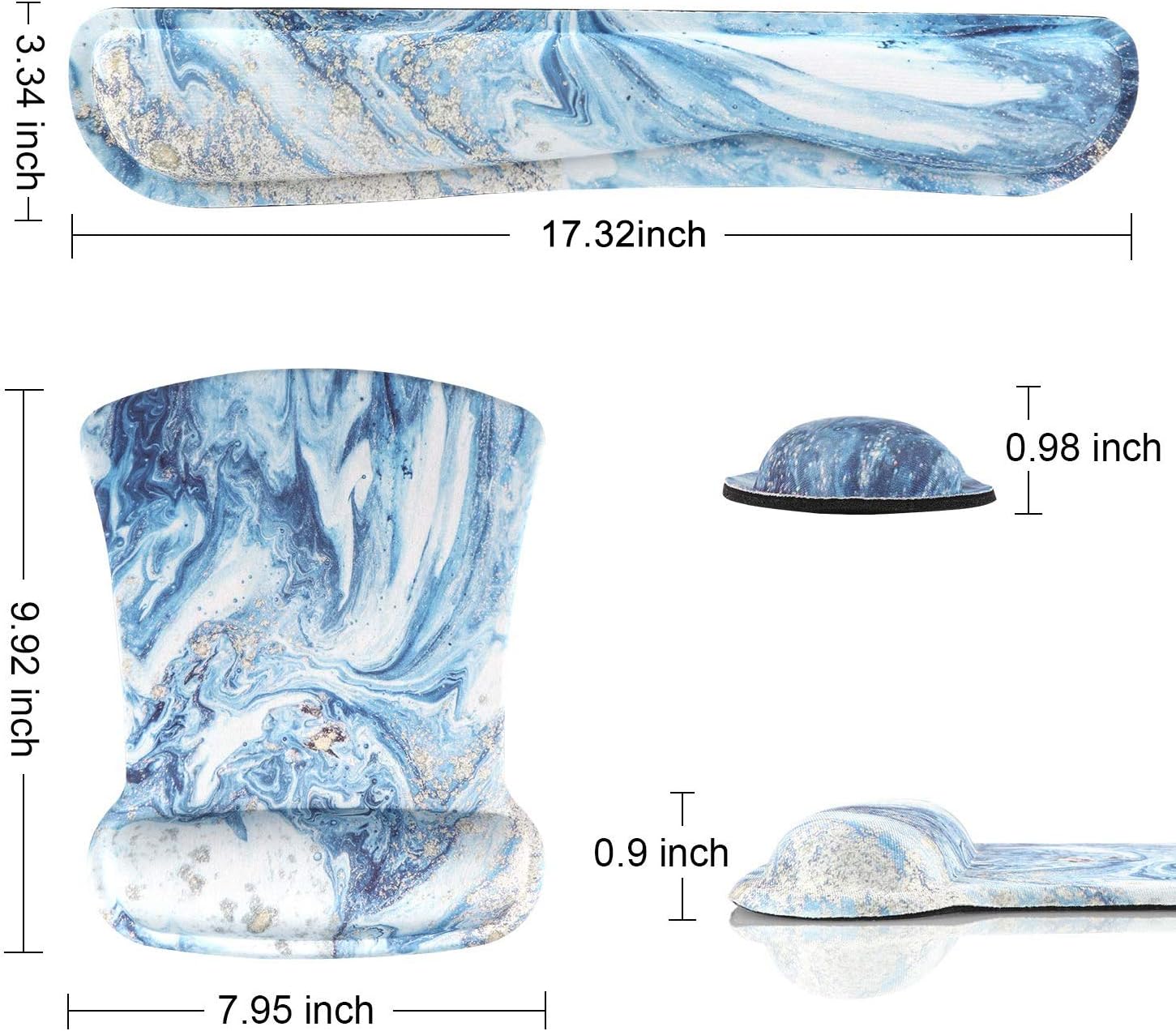 Bеѕt Rеvіеw iLeadon Keyboard Wrist Rest Pad and Mouse Wrist Rest Support Mouse Pad Set, Non Slip Rubber Base Wrist Support with Ergonomic Raised Memory Foam for Easy Typing & Pain Relief, Gilding Marble