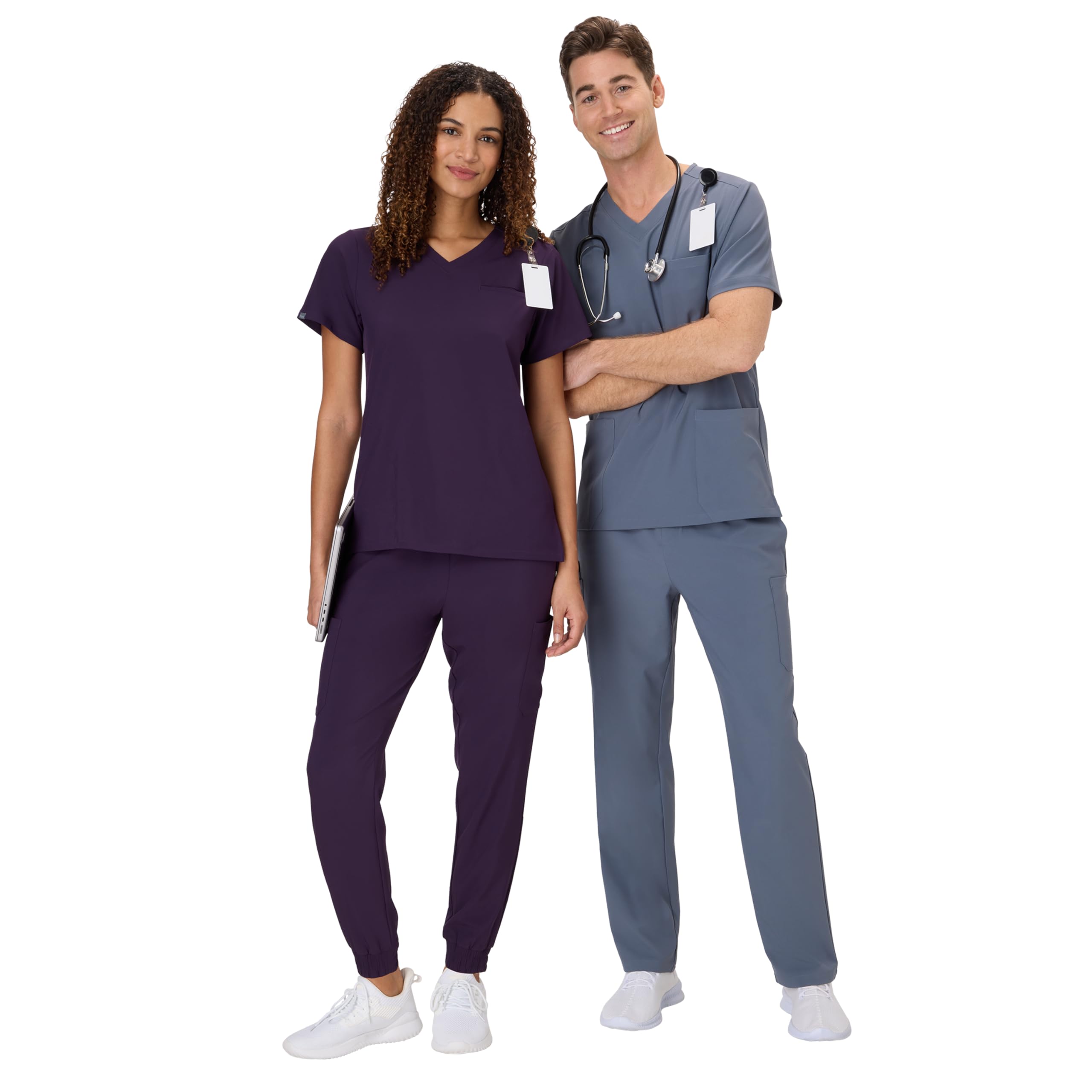 Hanes Damen Kasacks Set Medizinischer Kittel mit Taschen Feuchtigkeitstransport Gesundheitskleidung für Frauen, auberginefarben, XXX-Large